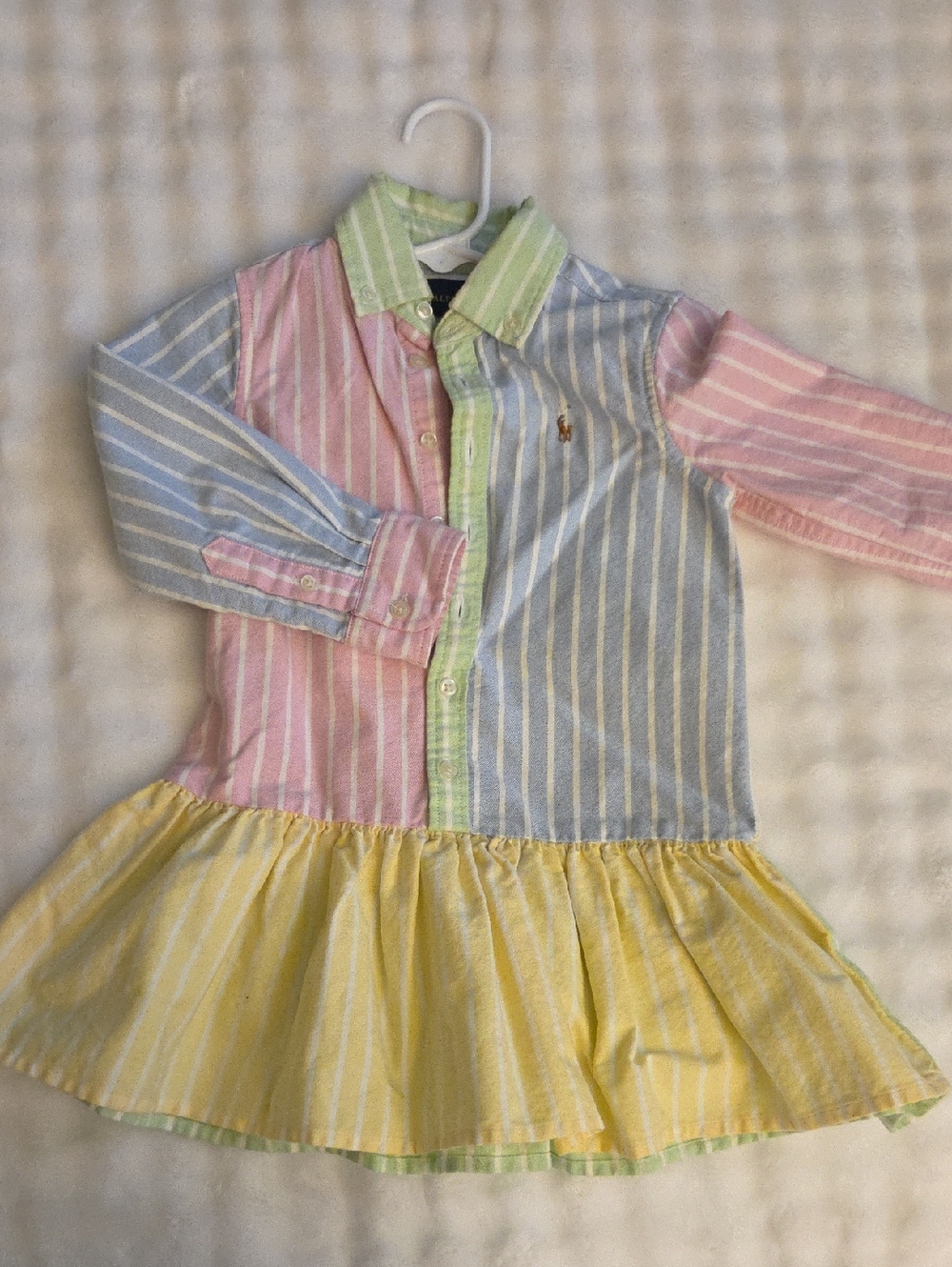 Ralph Lauren Pastel Stripe Button-Front Dress in Pink, Blue, Green, Yellow